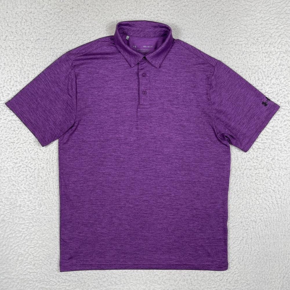 Under Armour Playoff Polo Men‎ Medium Purple Heathered Short Sleeve Golf Shirt